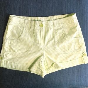 🏝LOFT Green and White Pinstripe Cargo shorts Size 2
